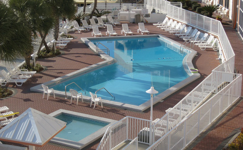 Aerial view of the Beachside swimming pool area