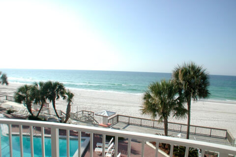 Balcony view from the Beachside standard queen motel room