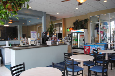 Interior shot of the snack bar area